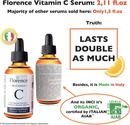 Organic Vitamin C Serum for Face - Anti-Dark Spots, Wrinkle, Aging Brightening Facial and Eye Contour Vitamin C Serum