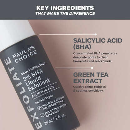 Paula's Choice 30 ml SKIN PERFECTING 2% BHA Liquid Exfoliant - Face Exfoliating Peel Fights Blackheads & Enlarged Pores