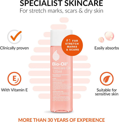 Bio-Oil Skincare Oil - Improve the Appearance of Scars, Stretch Marks and Skin Tone - 1 x 125 ml