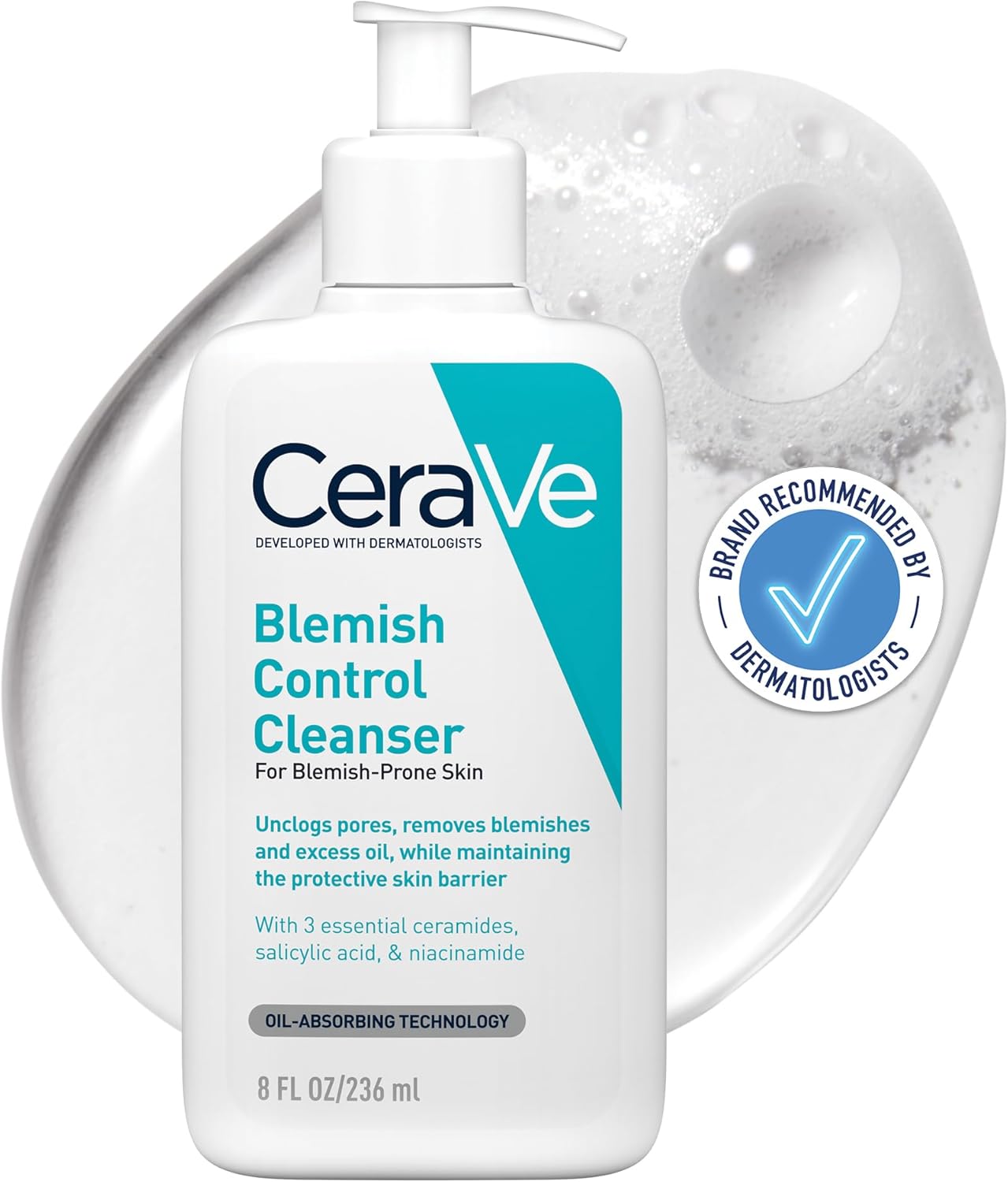 CeraVe Blemish Control Face Cleanser with 2% Salicylic Acid & Niacinamide for Blemish-Prone Skin 236ml