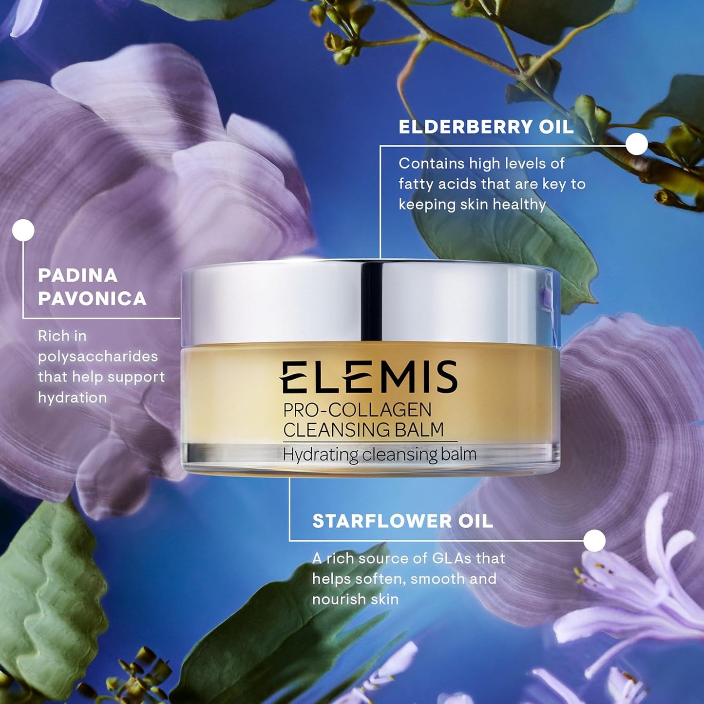 ELEMIS Pro-Collagen Cleansing Balm, 3in1 Melting Facial Cleanser for Deep Cleansing Wash, Infused with 9 Nourishing Essential Oils, Daily Moisturising Makeup Remover for Clean, Glowing Skin