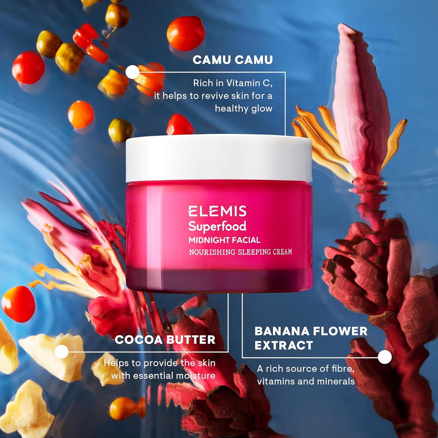 ELEMIS Superfood Midnight Facial & Facial Oil , Nourishing Prebiotic Night Gel Treatment , Moisturising and Hydrating Facial Care with Anti-Oxidant Rich Formula to Plump and Smooth Skin