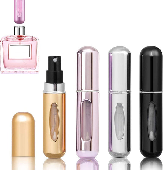 Perfume Atomiser Refillable Bottles 5ml 4set Portable Mini Spray Travel Bottle Easy to Refill Empty Atomizer Bottle for Purse Handbag Pocket Luggage